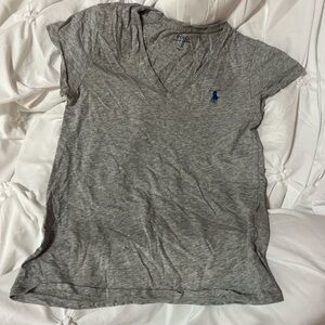 Polo by Ralph Lauren Women's Heather Gray V-Neck Tee